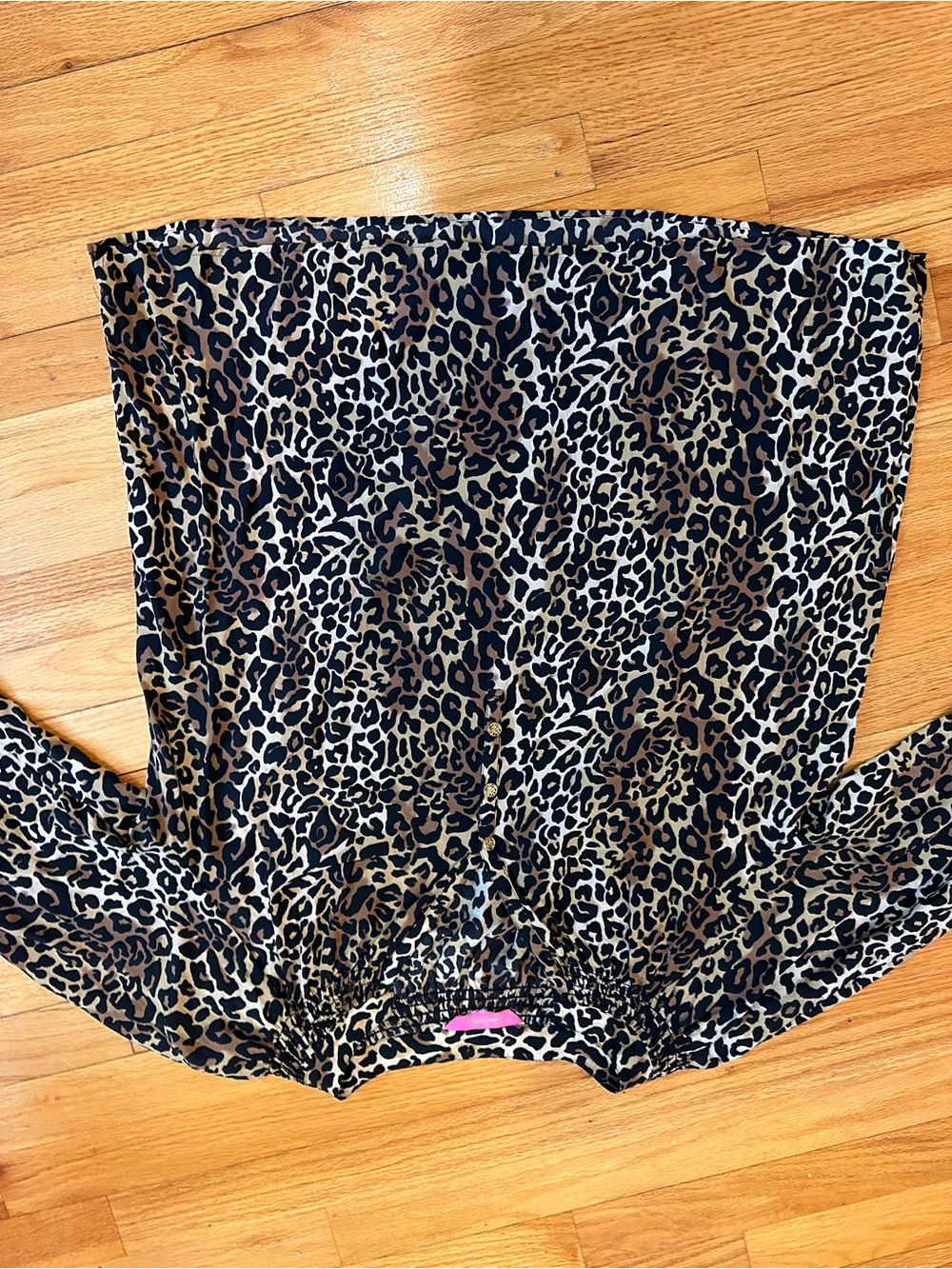 Lilly Pulitzer Leopard Print Blouse in Black, Brown, Cream
